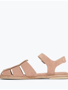 NWOT Freda Salvador Blush Suede Fisherman Sandals with Ankle Buckle